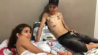 Horny stepsister helps me with my big erection gives me a good blowjob at the hotel