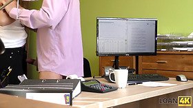 Loan4k. nice teen woman gives a head and opens up legs in loan office